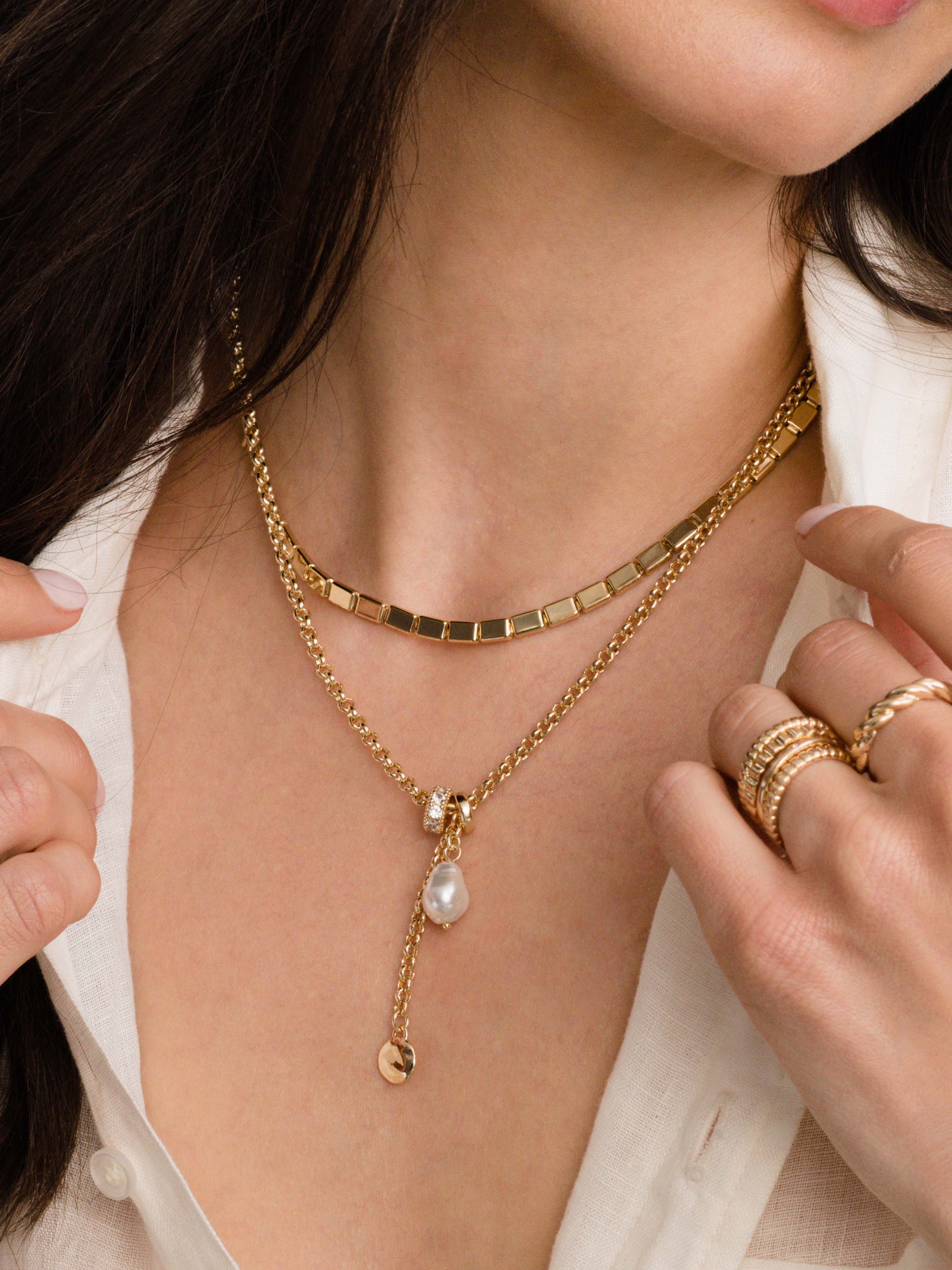 Beach Day Pearl Lariat Necklace - Image 4